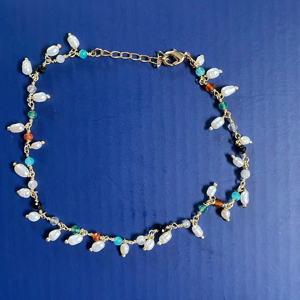 Mixed Gemstones/Pearls Anklets